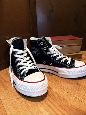 Converse Black and White Platform High Top Sneakers